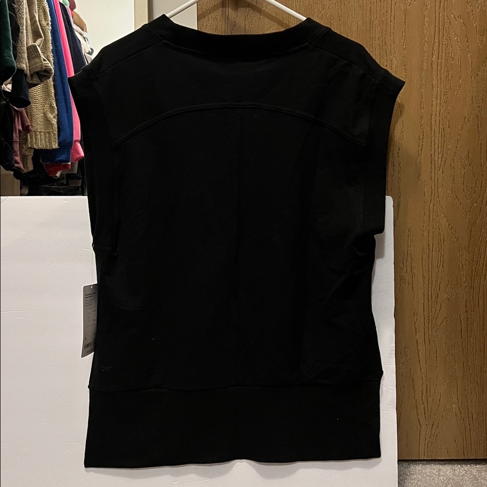 Athleta Black Retroterry V Neck Sweatshirt Tee size small NWT - Picture 7 of 10